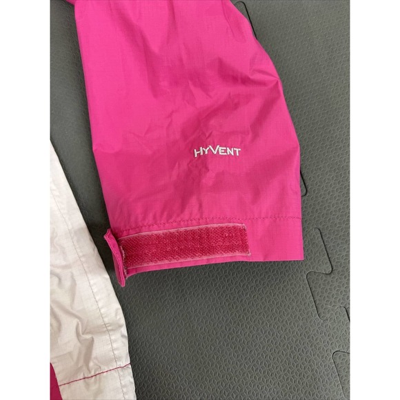 Girls The North Face Pink Grey Hooded HyVent Raincoat Windbreaker Child LG 14/16 - Picture 8 of 12
